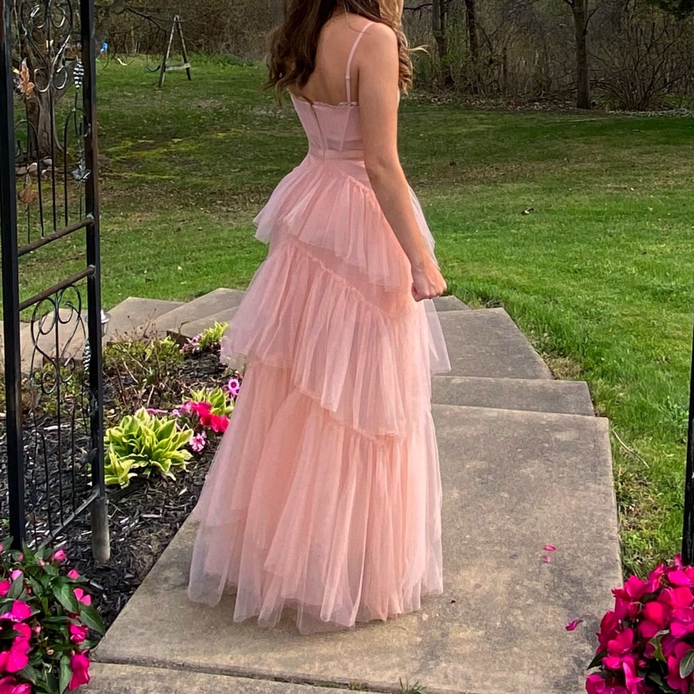 Ruffled Pink Prom Dress✅
